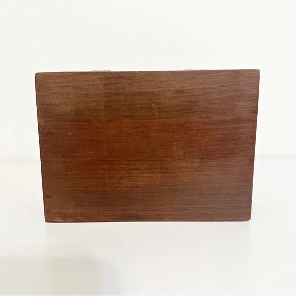 Vintage Wooden Wood Keepsake Storage Trinket Jewelry Box with Gold Inlay - Picture 7 of 11